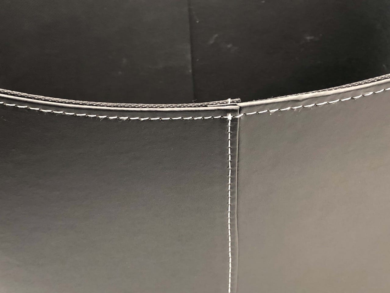 Holzkorb "Helfta" rechteckig schwarz Kunstleder mit Innen-Vlies