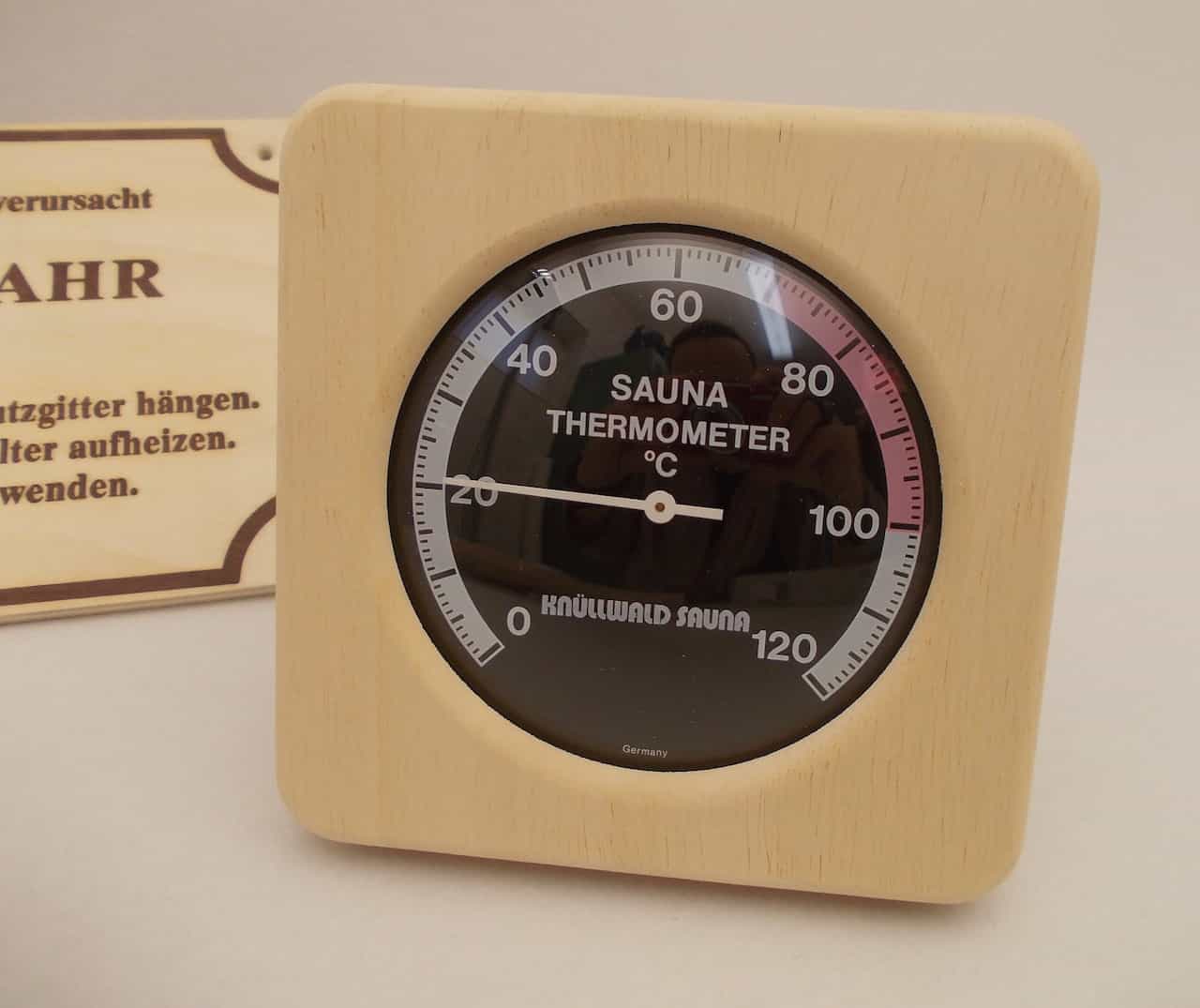 Sauna-Set: Sauna-Thermometer, Sauna-Uhr, Hinweisschild Brandgefahr