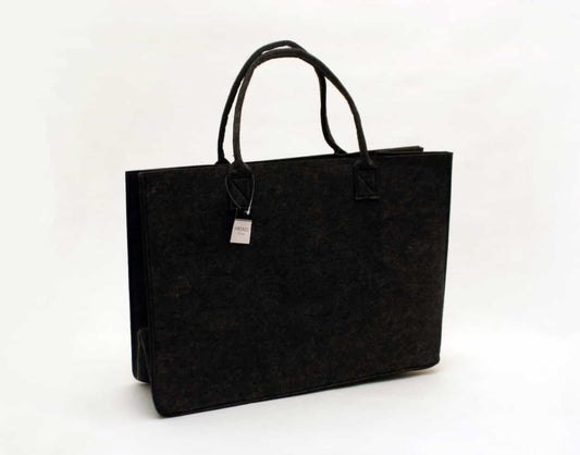 Tasche für Kaminholz aus schwarzem Filz 50x35x27cm