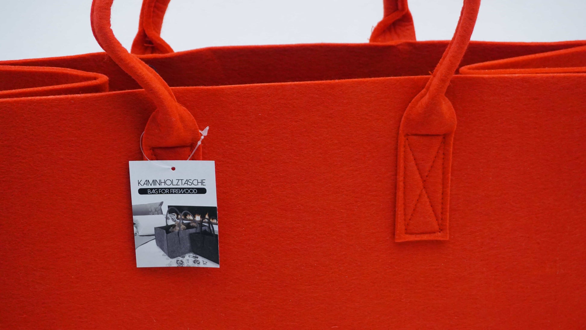 Bag for firewood made of red felt 50x25x25cm - Main Image