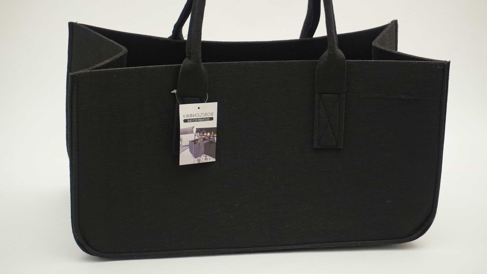 Tasche für Kaminholz aus schwarzem Filz 50x25x25cm