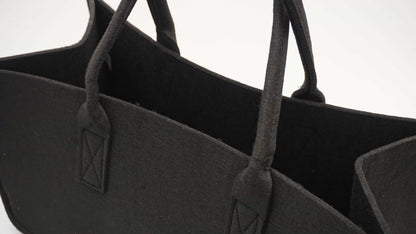 Tasche für Kaminholz aus schwarzem Filz 50x25x25cm